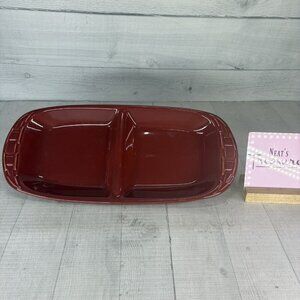 Longaberger Pottery WOVEN TRADITIONS PAPRIKA Basketweave Divided Serving Tray